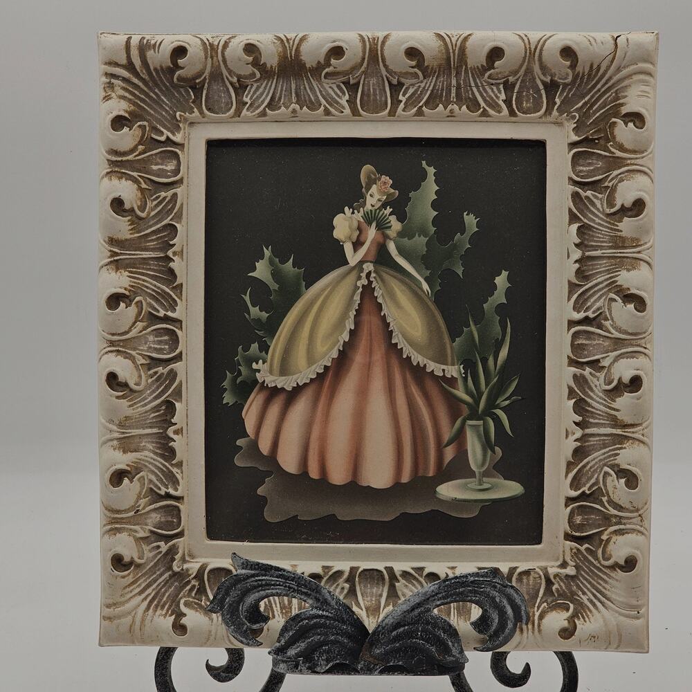 Signed Turner Southern Belle Pink Gown Framed Print Vintage Decor